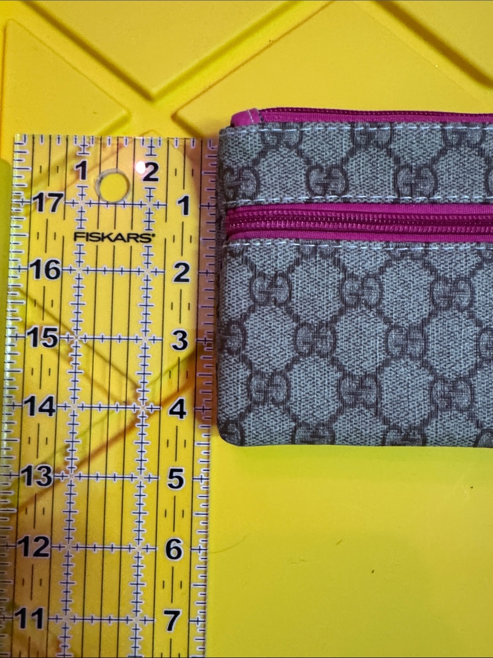 Gucci Brown Monogram Canvas Wallet with Hot Pink Trim - Picture 5 of 6